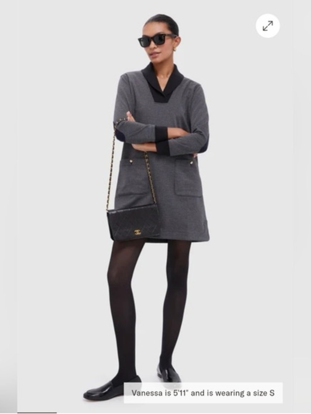 Tuckernuck Emerson Dress Black Plaid Pullover Mini Dress Contrast Collar XXL NWT